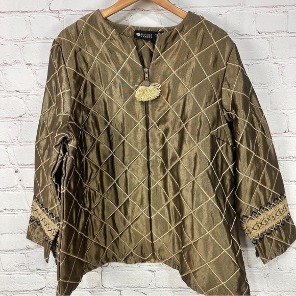 Woman’s formal jacket blazer size 1X plus size gold diamond wedding winter - Picture 2 of 14